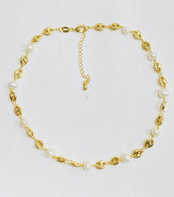 Load image into Gallery viewer, Pearl and Puffed  Mariner link Necklace
