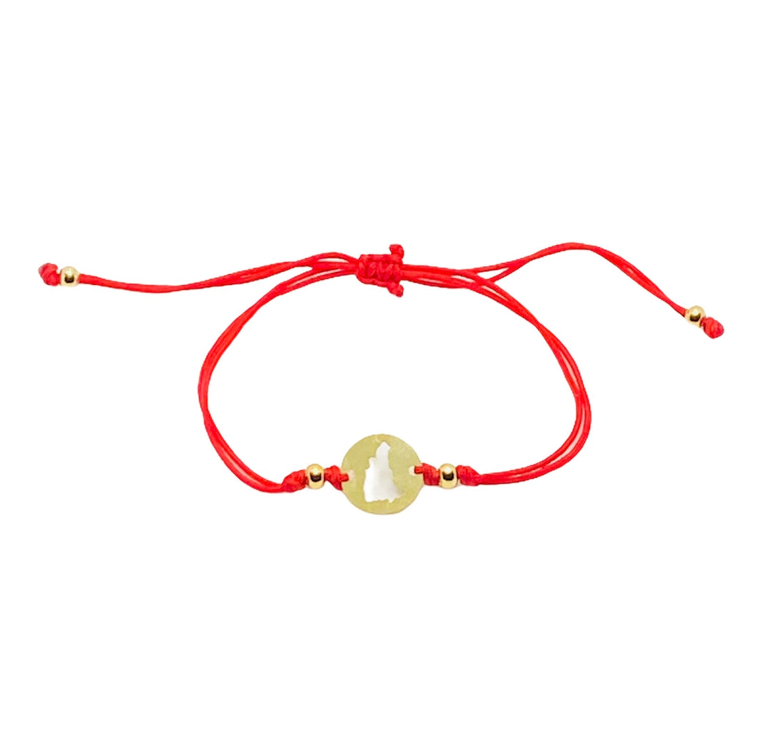 Red String Dominican Map bracelet