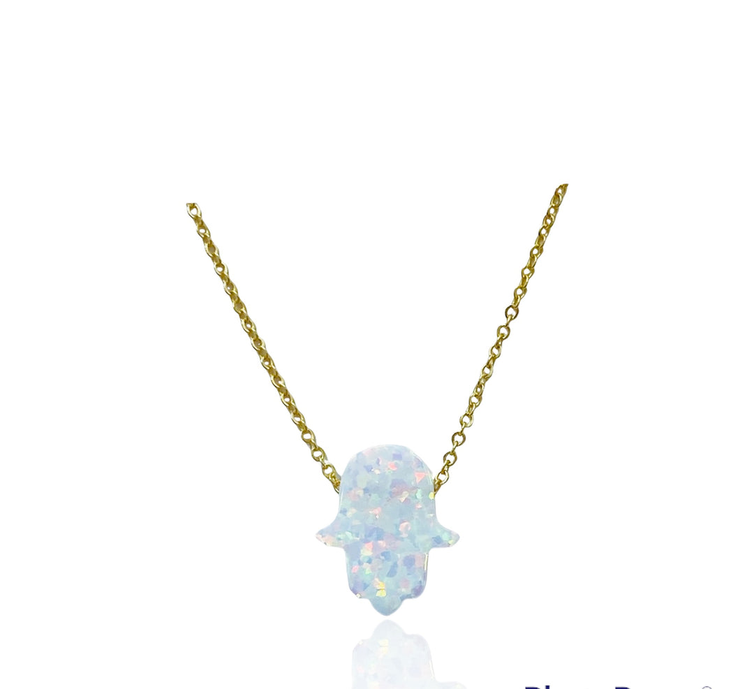 Opal Hamsa Necklace