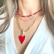 Lory Heart  Enamel Necklace