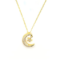 Load image into Gallery viewer, Crescent Moon &amp; Star Cz Necklace
