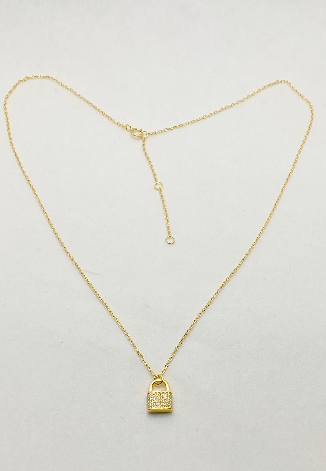 Mini Pave Lock Necklace