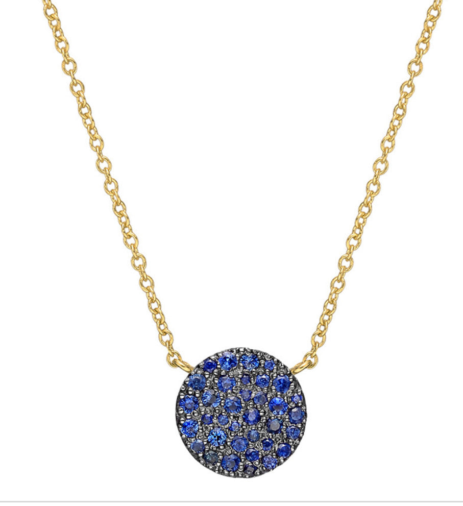 Sapphire Pave Disc Necklace